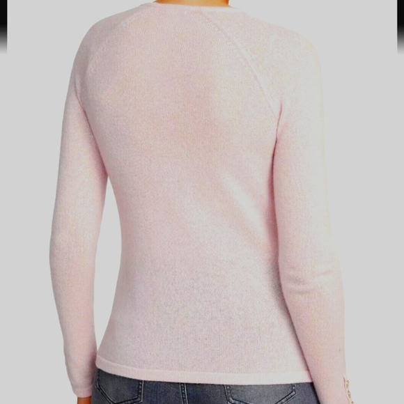 J. McLaughlin Jamey 100%Cashmere Light Pink Sweater- Womens Size Large - Picture 3 of 9